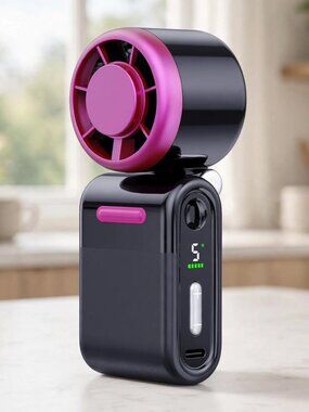 Mini Portable Handheld Turbo Fan 5-Speed Rechargeable - Black Red